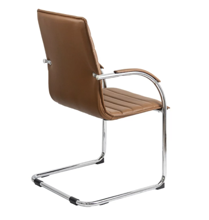 Scaun vizitator ELEGANCE, cadru cromat, piele ecologica, Maro [4]