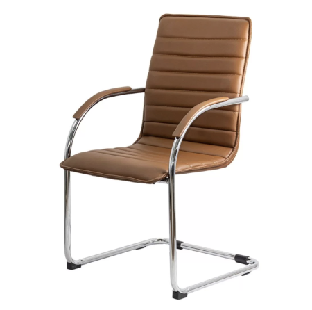 Scaun vizitator ELEGANCE, cadru cromat, piele ecologica, Maro [3]