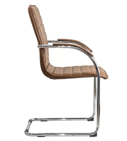 Scaun vizitator ELEGANCE, cadru cromat, piele ecologica, Maro [2]