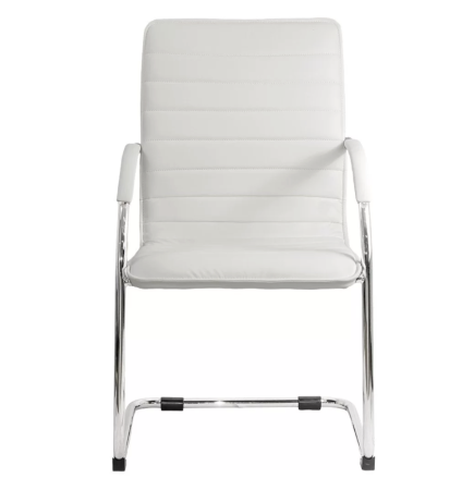 Scaun vizitator ELEGANCE, cadru cromat, piele ecologica, Alb [1]