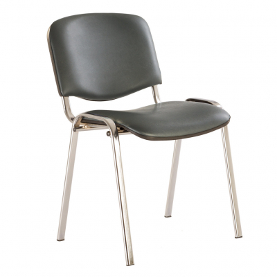 Scaune de vizitator - Scaun vizitator GOA CHROME, Gri piele ecologica