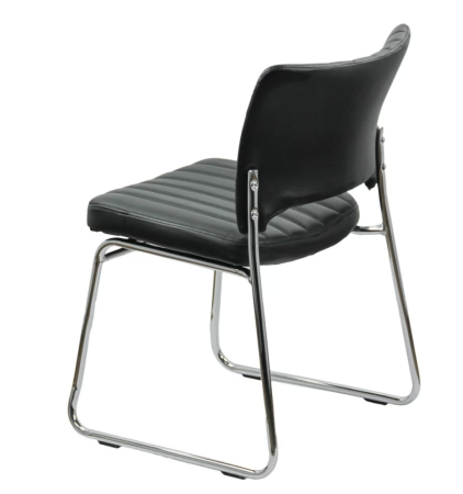 Scaun vizitator NOBLE, cadru cromat, piele ecologica, Negru [1]