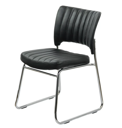 Scaun vizitator NOBLE, cadru cromat, piele ecologica, Negru [2]