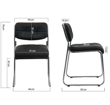 Scaun vizitator SIENA, stocabil, piele ecologica, Negru [1]