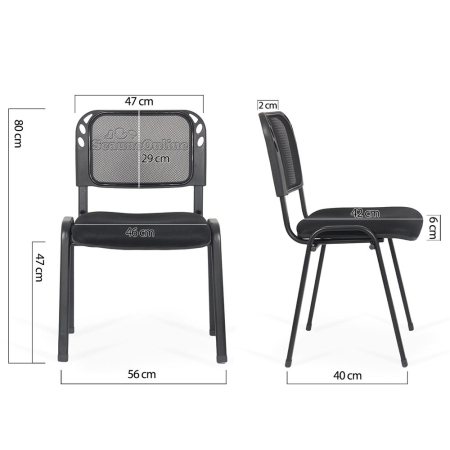 Scaun vizitator Vento, gri, plasa [2]