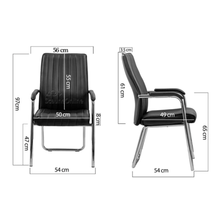 Scaun vizitator VICTORIA, cadru cromat, piele ecologica, Gri [4]