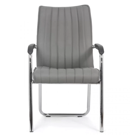 Scaun vizitator VICTORIA, cadru cromat, piele ecologica, Gri [2]