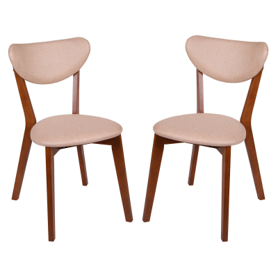 Scaune de bucătărie - Set 2 scaune Neo M, Lemn, Walnut/Brighton Beige