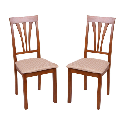 Scaune de bucătărie - Set 2 scaune Wooden 7, Lemn, Walnut/Brighton Beige
