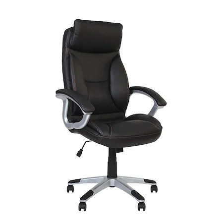 Set 2 scaune directoriale KAVIS, piele naturala, Negru [1]
