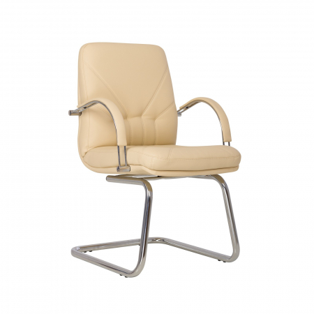 Scaun conferinta MAVIS CF LB STEEL CHROME, Crem piele ecologica [2]