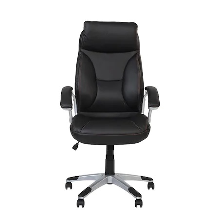 Set 2 scaune directoriale KAVIS, piele naturala, Negru [5]