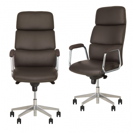 Scaune de birou - Set 2 scaune directoriale VEGAS, Brun inchis, piele ecologica