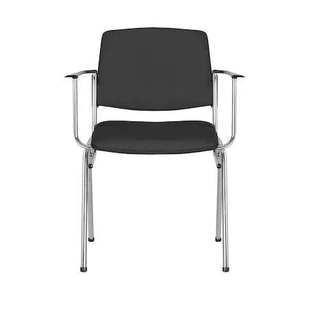 Scaun vizitator LAZARO ARM CHROME, Negru stofa fiji [1]