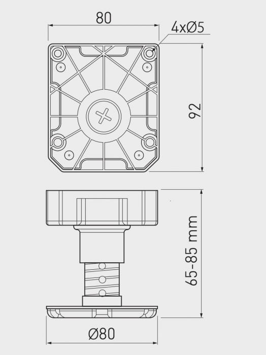 Picior mobila ajustabil MLA 95-145 mm, plastic, negru [3]