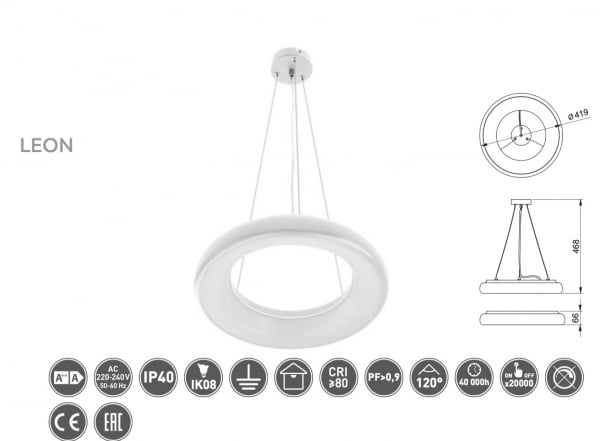 Lustra led Leon 35W, neagra, lumina neutra 4000K [2]