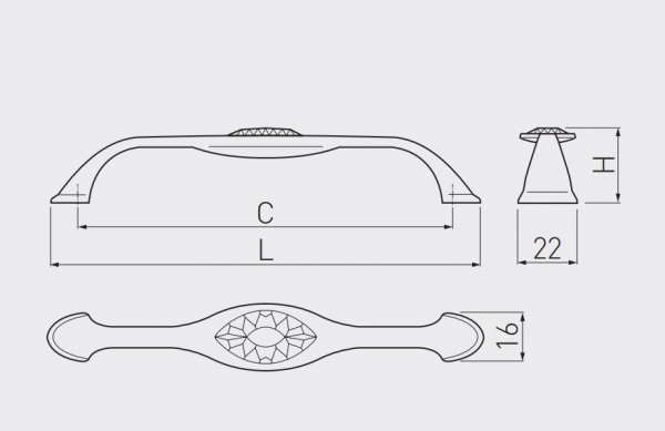 Maner cristal Bianca 128 mm [2]