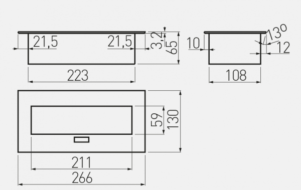 Priza blat dreptunghiulara 3 x SCHUKO, aluminiu, cablu inclus [2]