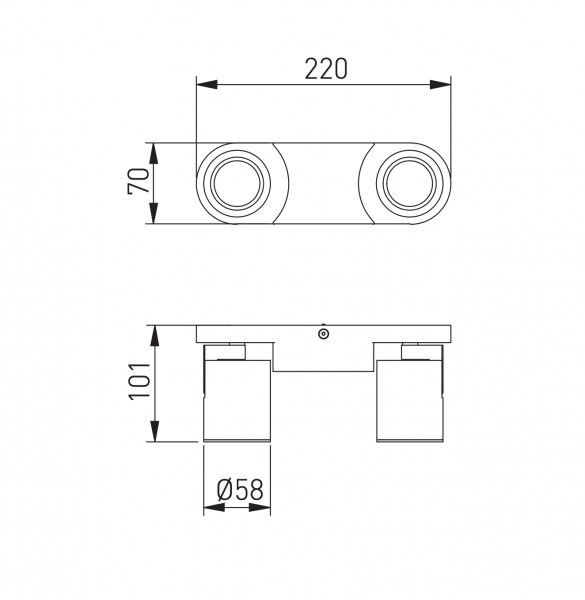 Spot aplicat dublu BLINK, negru [3]