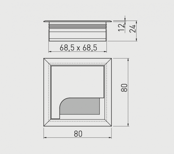 Trecere cabluri MERIDA 80x80 mm, negru mat [3]