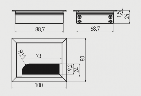 Trecere cabluri MERIDA 80x100 mm, negru mat [3]
