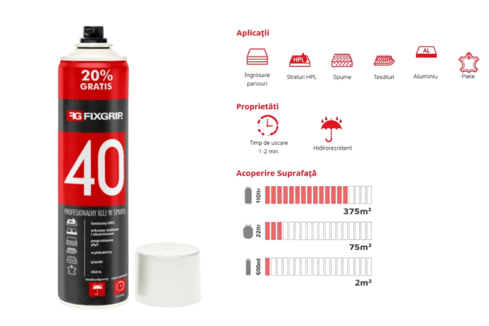Adeziv de contact spray FIXGRIP 40, 600 ml [2]