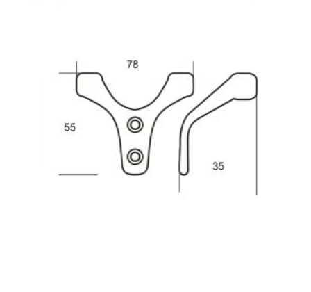 Agatatoare cuier 1012 78x55 mm, 2 agatatori, aluminiu [2]