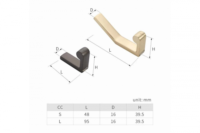 Agatatoare cuier SMALL 48x16 mm, brushed gold [3]