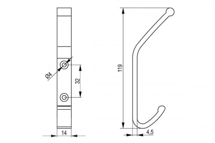 Agatatoare cuier WAL 01, 119x14 mm, auriu [2]