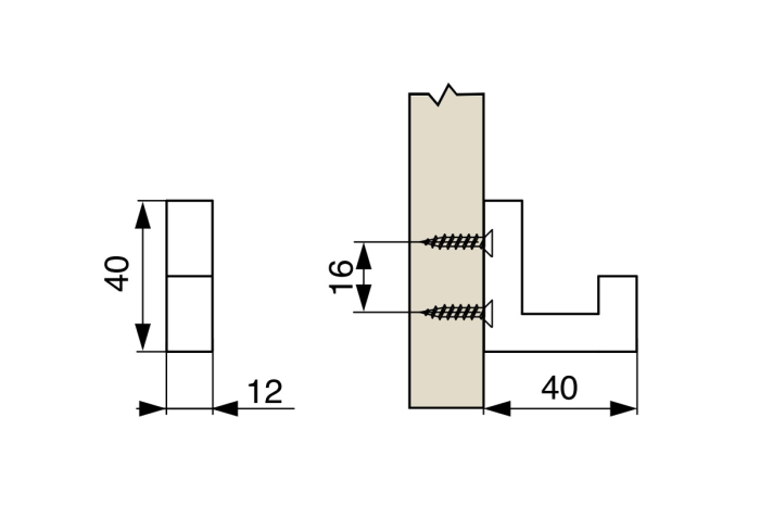 Agatatoare cuier XV33 40x12 mm, negru mat [3]
