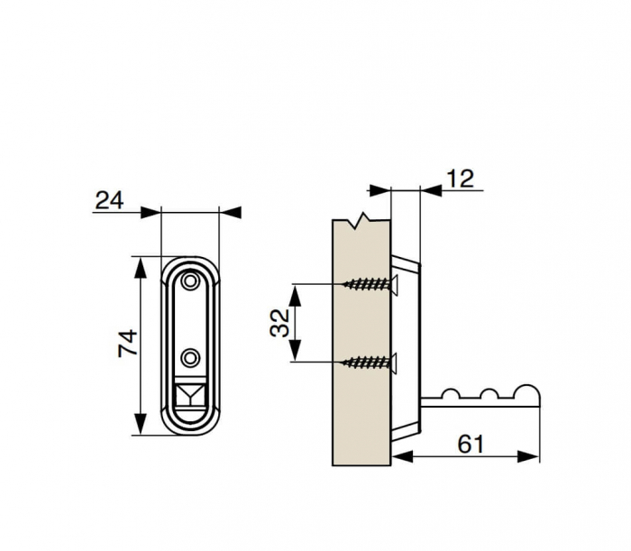 Agatatoare cuier XV45 74x24 mm, alb mat [3]