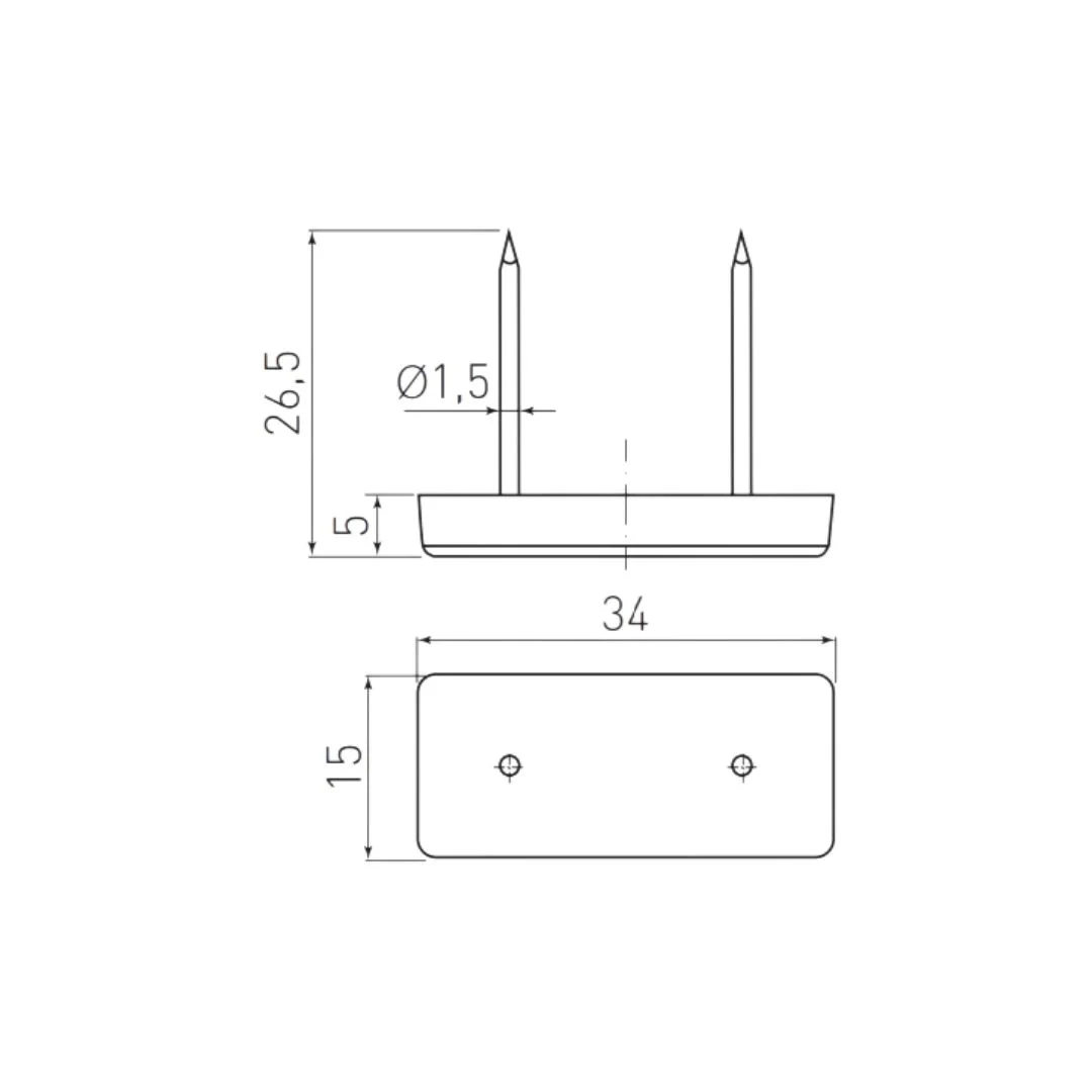 Alunecator dublu cu fixare prin cui 34x15 mm, negru, 250 buc. [2]