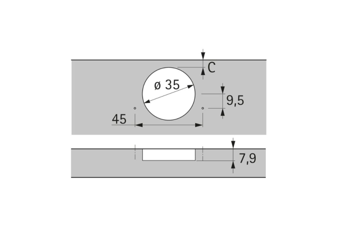 Balama aplicata Intermat usi pliante, fara arc, unghi 50° / 65°, TH 52 [3]