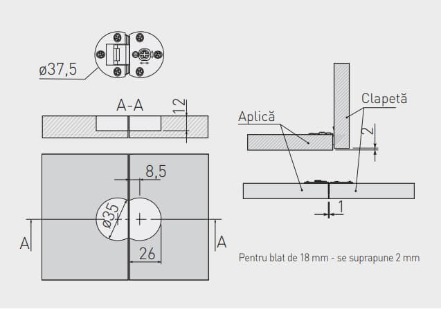 Balama ascunsa FLAP, alama antichizata, set 2 buc. [2]
