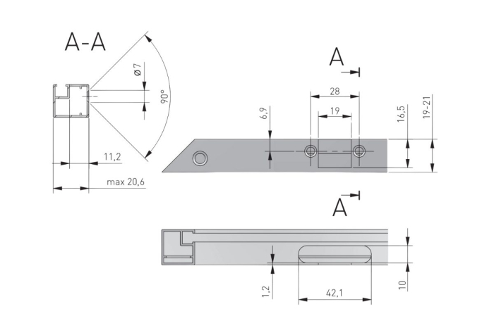 Balama semiaplicata Silento Pro pentru profil (rama) aluminiu, soft-close, neagra [6]