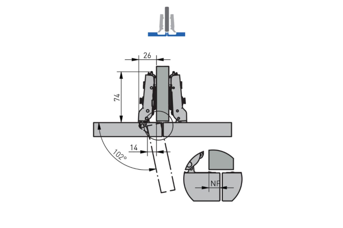 Balama semiaplicata Silento Pro pentru profil (rama) aluminiu, soft-close, neagra [7]