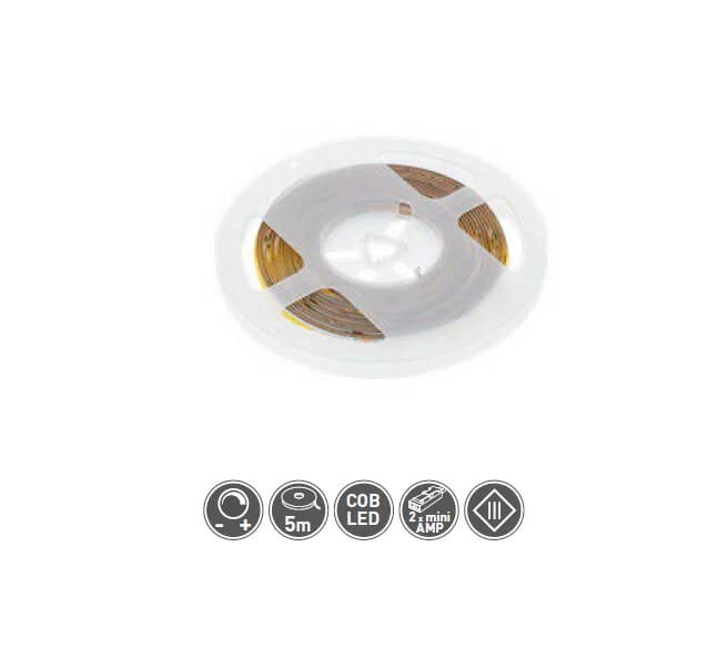 Banda led 8 mm COB 40W, 12V, IP20, 5500K, lumina rece, 2xMiniAmp, dimabila, 5 ml [3]