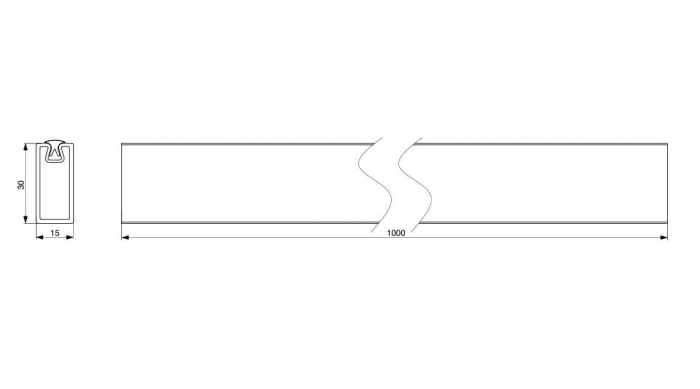 Bara haine dreptunghiulara 30x15 mm, 1 ml, antracit [2]