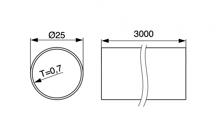 Bara haine rotunda Ø25 mm, 3 m, negru mat [2]