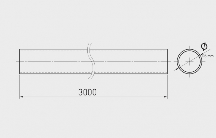 Bara haine rotunda Ø25 mm, 3 ml, crom [2]