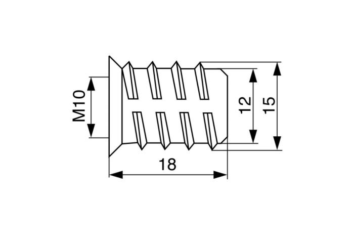 Bucsa JC30 cu filet M10, D12 x L18, otel, zincata [2]