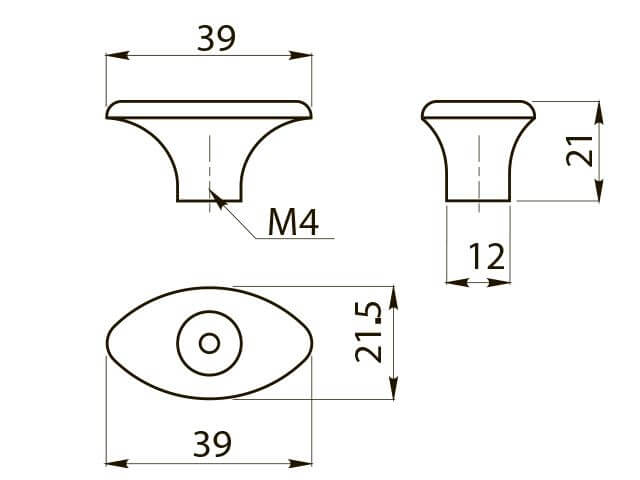 Buton mobila  GZ-1148 39x21 mm, alama antichizata [3]