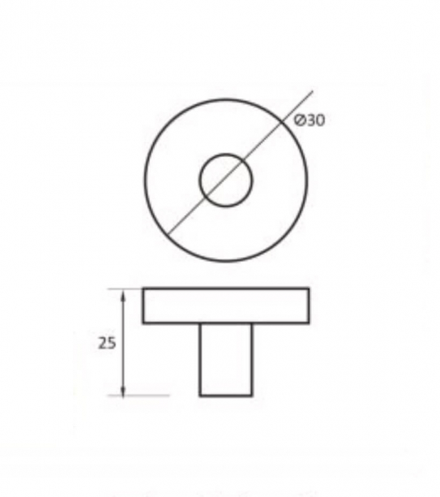 Buton mobila MOON rotund 30x25 mm, auriu periat [2]
