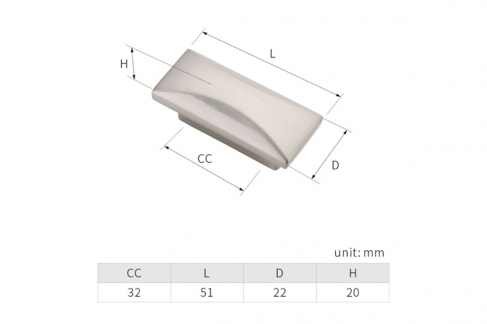 Buton mobila NAMUR 51x20 mm, negru mat [5]