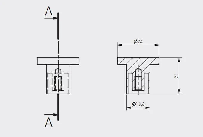 Buton mobila SPOT 24x21 mm, inox [3]