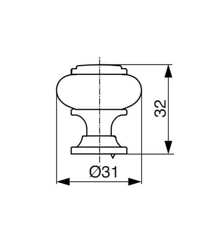 Buton mobila XR22 31x32 mm alama antichizata + portelan [2]