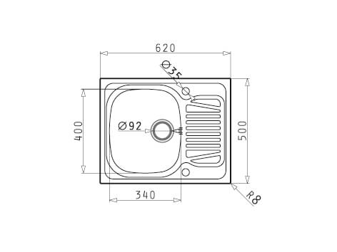 Chiuveta bucatarie inox, SPARTA 620X500 mm, reversibila [2]