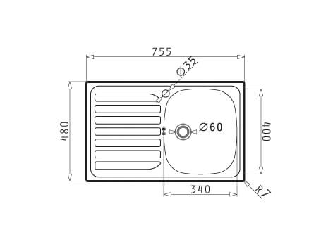 Chiuveta bucatarie inox CRETA Flat 755x480, dreapta [2]