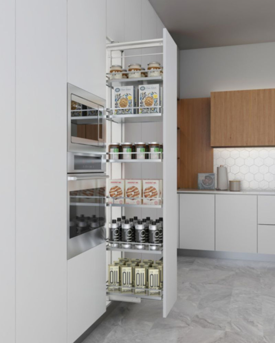 Coloana culisanta 300 mm Design Premium, 6 cosuri, amortizare, extragere totala, 80 kg, H 1959 – 2359 mm, alb-crom [1]