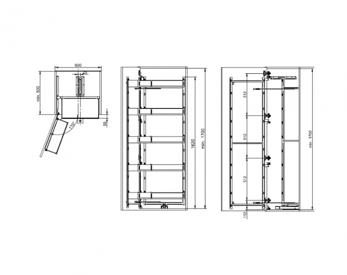 Coloana MAXI SPACE DUO 5+5 cosuri, corp 600 mm, H 1700 mm, lemn +  negru [4]